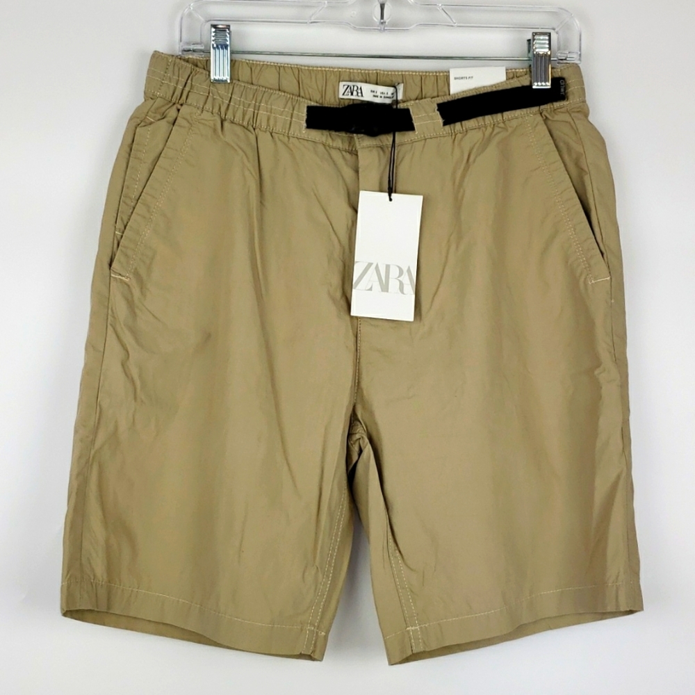 Zara dnwr. Hiking Shorts Size Small in Khaki-Belted 100% Cotton